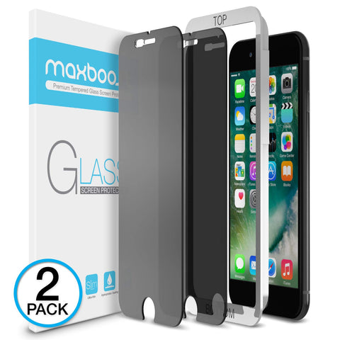 Maxboost Privacy Screen Protector Compatible with Apple iPhone 8 Plus and iPhone 7 Plus (2-Pack) Anti-Spy Tempered Glass Screen Protector Premium Anti-Scratch/Fingerprint Pack of 2
