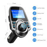 Bluetooth FM Transmitter for Car, TopElek Wireless Radio Transmitter Adapter with Power Off Function, Hands-Free Car Kit Charger, 1.44'' LCD Diaplay, Music Player, 2 USB Ports, AUX in/Out, TF Card