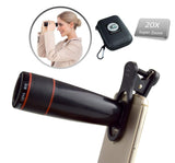 2BConnect Cell Phone Lens Telephoto Universal 20X Optical Zoom Lens. Universal Clamp Supports Most Smartphones Such as Samsung iPhone Camera Lens - Monocular Lens kit with Compact Elegant Carry case