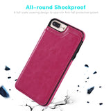 iPhone 7 Plus iPhone 8 Plus Wallet Case with Card Holder,OT ONETOP Premium PU Leather Kickstand Card Slots Case,Double Magnetic Clasp and Durable Shockproof Cover 5.5 Inch(Pink)
