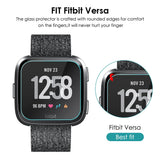 KIMILAR [3-Pack] Screen Protector Compatible Fitbit Versa/Versa Lite Edition Smartwatch, Waterproof Tempered Glass Screen Protector [9H Hardness] [Crystal Clear] [Scratch Resist] [No-Bubble]