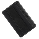 Sinjimoru Phone Grip Card Holder with Flap, Credit Card Stick-On Wallet Functioning as Phone Holder, Safety Finger Strap for iPhone and Android. Sinji Pouch B-Flap, Black.