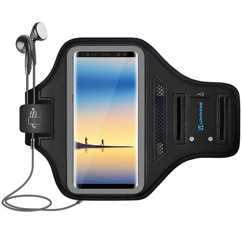 LOVPHONE Note 8/Note 9 Armband Sport Running Exercise Gym Case for Samsung Galaxy Note 8/Note 9,Fingerprint Sensor Access Supported with Key Holder & Card Slot,Water Resistant and Sweat-Proof(Gray)