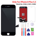 Screen Replacement Black for iPhone 8 Plus (5.5 Inch Black), 3D Touch LCD Screen Digitizer Replacement Frame Display Assembly Set with Repair Tool Kit (Black)