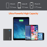 Jackery Portable Charger Giant+ 12000mAh Dual USB Output Battery Pack Travel Backup Power Bank with Emergency LED Flashlight for iPhone, Samsung and Other Smart Devices - Black