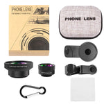 Jisusu for iPhone Lens, 0.45x Wide Angle Lens,230°Fisheye Lens & 12.5X Macro Lens (Screwed Together) 3 in1,Clips-On Cell Phone Lens Kit for iPhone/Samsung/Android/Most Smartphones and Tablets