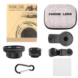 Jisusu for iPhone Lens, 0.45x Wide Angle Lens,230°Fisheye Lens & 12.5X Macro Lens (Screwed Together) 3 in1,Clips-On Cell Phone Lens Kit for iPhone/Samsung/Android/Most Smartphones and Tablets