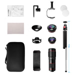 Phone Camera Lens, 5 in 1 Cell Phone Lens Kit 15X Telephoto Zoom Lens + Wide Angle + Fisheye + Macro Lens(2 Lens) Compatible with iPhone Samsung Android and Most Smartphones