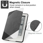 Young me All New Kindle E-reader Rechargeable Led Light and Auto Wake/Sleep and Hand Strap Leather Cover/Case for Kindle 2016 6 inch 8th generation(Not Fit Kindle Paperwhite) Basic Black Geometry
