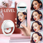 Selfie Ring Light, Enlody Dimmable Clip Ring Lighting - Rechargeable 36 LED Bulbs Light for iPhone, Android, Tablet, iPad, Laptop, Camera (White)