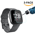 KIMILAR [3-Pack] Screen Protector Compatible Fitbit Versa/Versa Lite Edition Smartwatch, Waterproof Tempered Glass Screen Protector [9H Hardness] [Crystal Clear] [Scratch Resist] [No-Bubble]
