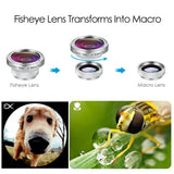AMIR For iPhone Lens, 0.4X Wide Angle Lens + 180°Fisheye Lens & 10X Macro Lens (Screwed Together), Cell Phone Lens for iPhone Camera Lens for iPhone 7 Plus, 8, 7, 6s, Samsung & Smartphones(Silver)