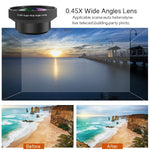 Jisusu for iPhone Lens, 0.45x Wide Angle Lens,230°Fisheye Lens & 12.5X Macro Lens (Screwed Together) 3 in1,Clips-On Cell Phone Lens Kit for iPhone/Samsung/Android/Most Smartphones and Tablets