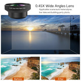 Jisusu for iPhone Lens, 0.45x Wide Angle Lens,230°Fisheye Lens & 12.5X Macro Lens (Screwed Together) 3 in1,Clips-On Cell Phone Lens Kit for iPhone/Samsung/Android/Most Smartphones and Tablets