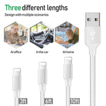 iPhone Charger,MFi Certified Lightning Cables 5Pack 2X3FT 2X6 10FT to USB Syncing Data and Nylon Braided Cord Charger for iPhone Xs/Max/XR/X/8/8Plus/7/7Plus/6S/6S Plus/SE/iPad and More - Silver