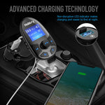Nulaxy KM22 Bluetooth FM Transmitter Wireless Audio Adapter Handsfree Car Kit TF Card AUX USB 1.44 Display On/Off Button EQ Folder Play Mode, Black