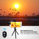 Phone-Lens-Kit with Tripod+Remote Shutter,6 in 1 Camera Lens for iPhone-18X Telephoto Lens+Wide Angle& Macro Lens+Fisheye+2X Lens+CPL, for Most Smart-Phone
