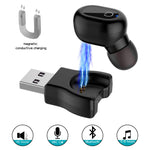 Single Waterproof Bluetooth Earbud - Smallest Wireless Earbud Earpiece Headset Headphone Earphone Car Headset with HD Microphone for iPhone Android and More(One Pcs)-Black