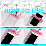 Universal Waterproof Phone Pouch, Large Phone Waterproof Case Underwater Dry Bag for iPhone X,Xs XR XS MAX, 8, 7, 6 Plus, SE, Galaxy S9+ S8+ S7 S6 LG with Case,Soft TPU Pouch for all Home Button, Pink