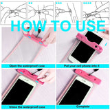 Universal Waterproof Phone Pouch, Large Phone Waterproof Case Underwater Dry Bag for iPhone X,Xs XR XS MAX, 8, 7, 6 Plus, SE, Galaxy S9+ S8+ S7 S6 LG with Case,Soft TPU Pouch for all Home Button, Pink