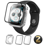 Apple Watch 4 Screen Protector, with Free Clear TPU Case Bundle [i-Blason Clear Case and Two Tempered Glass Screen Protector Combination Pack] [Compatible with Apple Watch Series 4 2018] (44 mm)