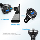 Criacr [Upgraded Version] Bluetooth FM Transmitter for Car, Wireless FM Radio Transmitter Adapter Car Kit, Dual USB Charging Ports, Hands Free Calling, U Disk, TF Card MP3 Music Player