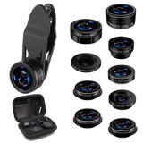 AiKEGlobal - Phone Lens with 9 in 1 Wide Angle Lens, Macro Lens, Fisheye Lens, 2X Telephoto Lens, CPL Lens, Starbrust and Kaleidoscope Lens Phone Camera Lens Kit for iPhone, Samsung, Most Smartphone