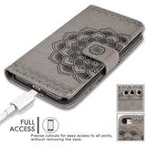 iPhone 8 Case,iPhone 7 Wallet Cases with Detachable Slim Case Fit Magnetic Car Mount, Card Solts Holder, CASEOWL Embossed Mandala Pattern Flower Floral Vegan Leather Flip Wallet Case [Gray]