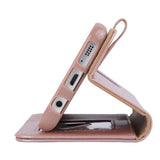 Arae Case Compatible for Samsung Galaxy s7, [Wrist Strap] Flip Folio [Kickstand Feature] PU Leather Wallet case with ID&Credit Card Pockets (Rosegold)