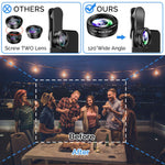 Phone Camera Lens, OYRGCIK 4 in 1 Phone Lens Kit 14X Zoom Telephoto Lens with Telescope, 20X Macro Lens, 120° Wide Angle Lens, 198° Fisheye Lens Compatible with iPhone X XS Max 8 7 Plus Samsung S10