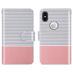 ULAK Wallet Case for iPhone Xs 5.8 Inch 2018, iPhone X 2017, Premium PU Leather Case with Credit Card Holders Magnetic Closure Flip Cover, Rose Gold/Black and White Stripes