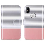 ULAK Wallet Case for iPhone Xs 5.8 Inch 2018, iPhone X 2017, Premium PU Leather Case with Credit Card Holders Magnetic Closure Flip Cover, Rose Gold/Black and White Stripes