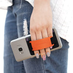 Sinjimoru Phone Grip Card Holder with Phone Stand, Stick on Wallet Functioning as Safety Card Holder for ID/IC Card Useful Leather Phone Stand and Phone Holder. Sinji Pouch B-Grip, Navy.
