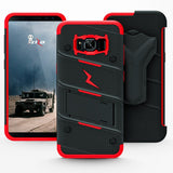 Samsung Galaxy S8 Case, Zizo [Bolt Series] w/ [Galaxy S8 Screen Protector] Kickstand [12 ft. Military Grade Drop Tested] Holster Belt Clip - Galaxy S8 Black/Red