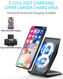 Fast Wireless Charger, NANAMI Qi Certified Charger Wireless Charging Stand Compatible iPhone X/XS/XR/XS Max/8/8 Plus, Samsung Galaxy S10 S10+ S9 S9+ S8 S8+ Note9/8 S7 S7edge and All Qi-Enabled Device
