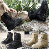 HOSOME Men Military Boots Comfortable Non-Slip Wear-Resistant Combat Hiking Outdoor Shoes Lace-up Desert Boots