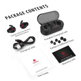 True Wireless Earbuds Bluetooth 5.0 Headphones, Sports in-Ear TWS Stereo Mini Headset w/Mic Extra Bass IPX5 Sweatproof Low Latency Instant Pairing 15H Battery Charging Case Noise Cancelling Earphones