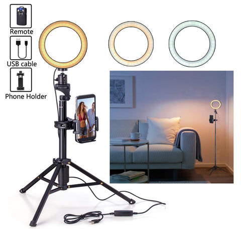 Eocean 6.3" Selfie Ring Light with Tripod for YouTube/Live Stream/Makeup, Mini Led Camera Ringlight for Vlog/Video/Photography Compatible with iPhone Xs/Max/XR 8/7 Plus/X/Android