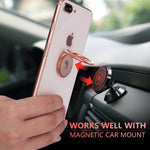 Phone Ring Holder Finger Kickstand - FITFORT 360° Rotation Metal Ring Grip for Magnetic Car Mount Compatible with All Smartphone-Rose Gold