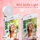 Selfie Light Ring,Juhefa Clip-on LED Camera Light,Photography Light Compatible with iPhone, iPad, Sumsung Galaxy, Phone,Laptop (Rechargeble,3-Level Dimmable,White 2pack)