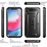 SUPCASE iPhone XR Case, Full-Body Rugged Holster Case with Built-in Screen Protector for Apple iPhone XR (2018 Release), Unicorn Beetle Pro Series (Black)
