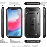 SUPCASE iPhone XR Case, Full-Body Rugged Holster Case with Built-in Screen Protector for Apple iPhone XR (2018 Release), Unicorn Beetle Pro Series (Black)