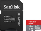 SanDisk 16GB Ultra microSDXC UHS-I Memory Card with Adapter - 98MB/s, C10, U1, Full HD, A1, Micro SD Card - SDSQUAR-016G-GN6MA
