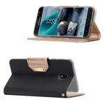 ProCase Galaxy J7 2018 Wallet Case, Galaxy J7 Aero/J7 Star/J7 Top/J7 Crown/J7 Aura/J7 Refine/J7 Eon Folding Flip Kickstand Case Protective Book Cover with Card Holders Mirror Wristlet -Black