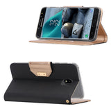 ProCase Galaxy J7 2018 Wallet Case, Galaxy J7 Aero/J7 Star/J7 Top/J7 Crown/J7 Aura/J7 Refine/J7 Eon Folding Flip Kickstand Case Protective Book Cover with Card Holders Mirror Wristlet -Black