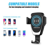 Wireless Car Charger, Veidoo 10W Qi-Certified Gravity Wireless Fast Charge Car Mount Air Vent Phone Holder Compatible with Mobile Phone S7 edge/S8/S10/S9+/Note 9 & Enable Qi Device