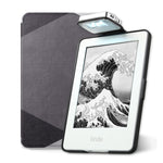 Young me All New Kindle E-reader Rechargeable Led Light and Auto Wake/Sleep and Hand Strap Leather Cover/Case for Kindle 2016 6 inch 8th generation(Not Fit Kindle Paperwhite) Basic Black Geometry