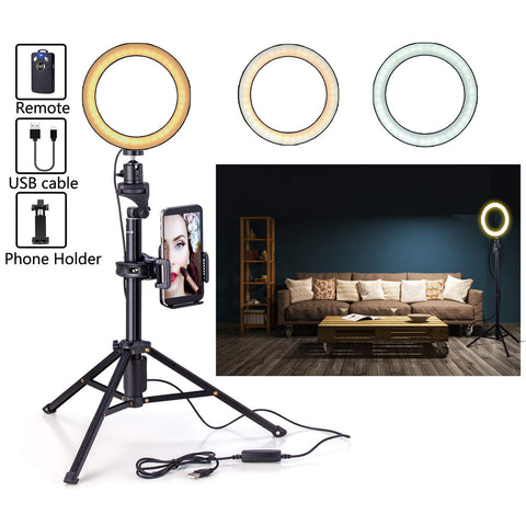 Eocean 8" Selfie Ring Light with Tripod for YouTube/Live Stream/Makeup, Mini Led Camera Ringlight for Vlog/Video/Photography Compatible with iPhone Xs/Max/XR 8/7 Plus/X/Android