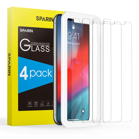 [4 Pack] Screen Protector for iPhone Xs/iPhone X, SPARIN Tempered Glass Screen Protector for iPhone Xs/X (5.8 Inch) - Alignment Frame/Highly Responsive/Case Friendly