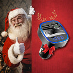 Vproof Bluetooth FM Transmitter, in-Car Wireless Radio Transmitter Adapter Music Player Car Kit W Blue Circle Ambient Light, 2 USB Ports, Hands Free Calling, TF Card & USB Flash Drive Support